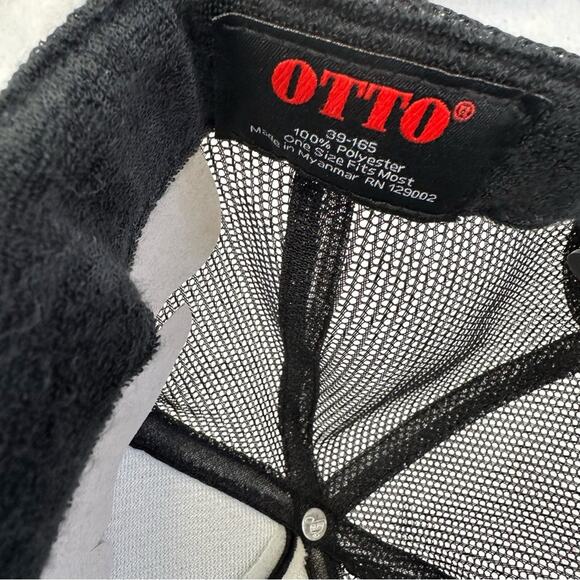 Otto black/blue skeleton hang loose Shaka graphic mesh trucker Snapback hat NWOT main image 4
